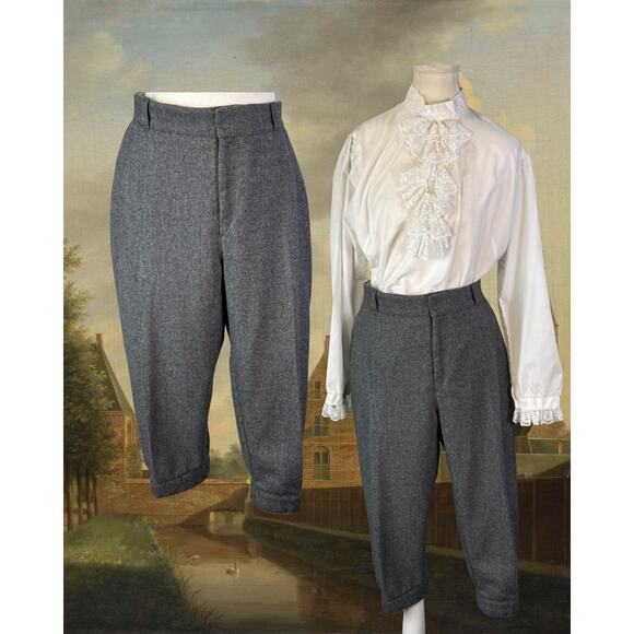 Vintage 80s Chris Dawes Country Wear High Gray Wool Knickers Riding Pants 16 - Picture 1 of 4